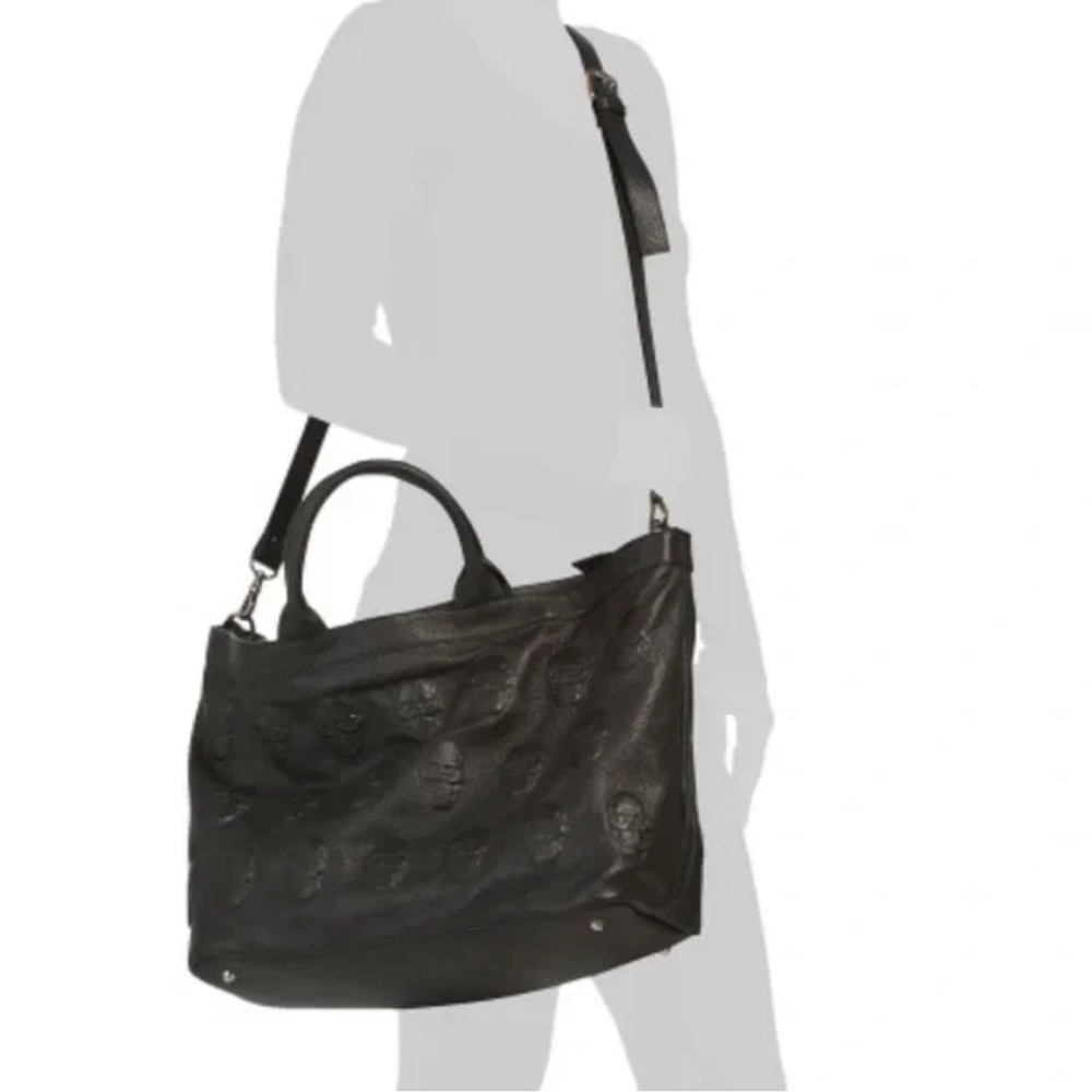 IO Pelle Italia ART Moousse 550 Nero Leather Skull Crossbody Handbag Purse Black